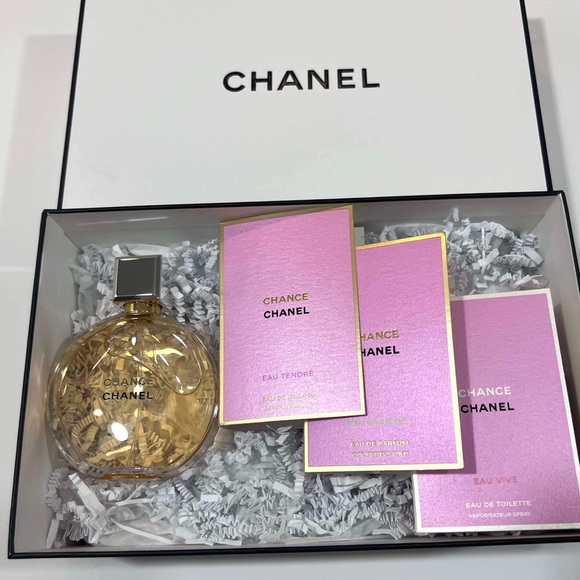 CHANEL CHANCE Eau De Parfum 1.7 OZ And 3 X Chance Travel Size Spay With Box - Picture 4 of 13